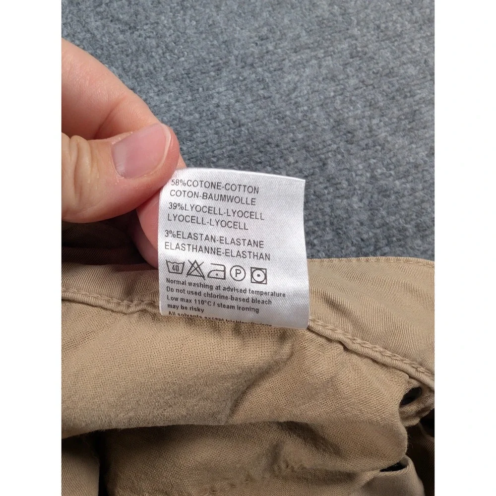 6397 Shorty Chino Pants Unisex 30 Khaki Stretch Casual Button Fly Made In‎ Italy